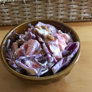 紫キャベツとトマトのマヨ和え納豆ごはん